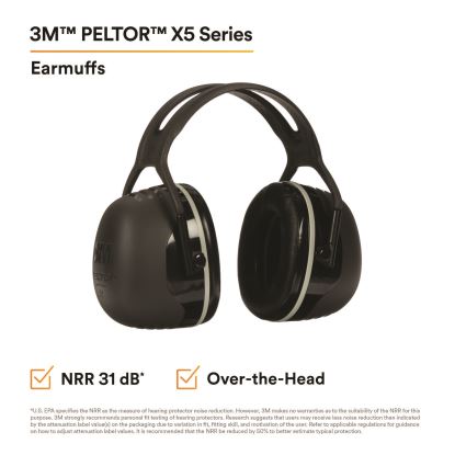 PELTOR X Series Earmuffs, Model X5A, 31 dB NRR, Black1