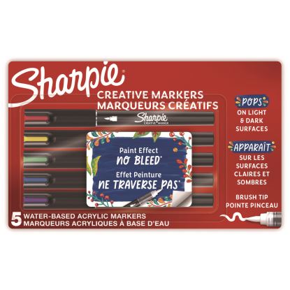 Creative Markers, Fine Brush Tip, Assorted Colors, 5/Pack1