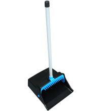 LobbyMaster Plastic Dust Pan, 11.72" Wide, 31" PVC Handle, Blue/Black1