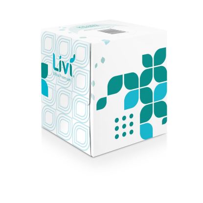 Livi Ultra Premium Facial Tissue, 2-Ply, White, Cube Box, 80 Sheets/Box, 4 Boxes/Pack, 6 Packs/Carton1