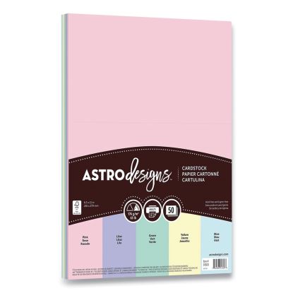 Color Cardstock, 65 lb Cover Weight, 8.5 x 11, Assorted Pastel Colors, 50/Pack1