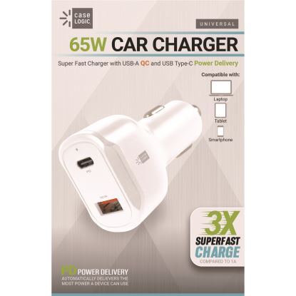 PD Car Charger, 60 W, Two 2 A Ports, White1