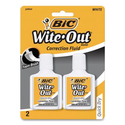 Wite-Out Quick Dry Correction Fluid, 20 mL Bottle, White, 2/Pack1