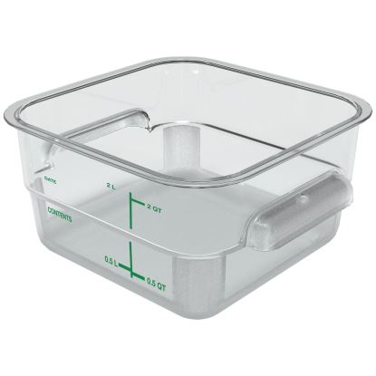 Squares Polycarbonate Food Storage Container, 2 qt,  7.13 x 7.13 x  3.8, Clear, Plastic1