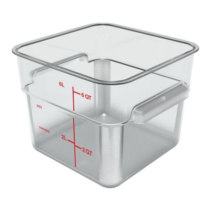 Squares Polycarbonate Food Storage Container, 6 qt, 8.75 x 8.75 x 7.31, Clear, Plastic1