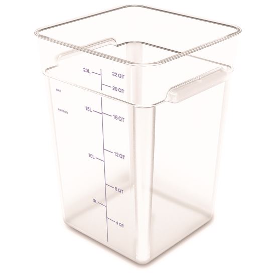 Squares Polycarbonate Food Storage Container, 22 qt, 11 13 x 11.13 x 15.72, Clear, Plastic1