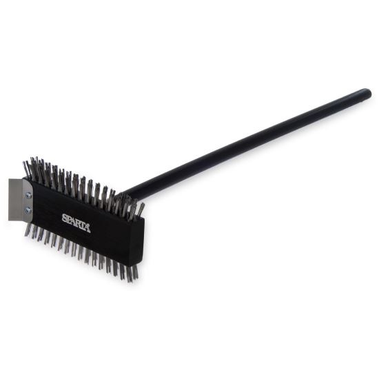 Sparta Broiler Master Grill Brush and Scraper with Handle, Metal Bristles, 30.5" Black Wood Handle1