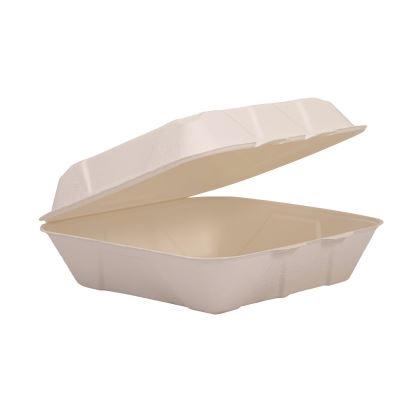 Compostable Fiber Hinged Trays, ProPlanet Seal, 8.98 x 9.35 x 2.17, Ivory, Molded Fiber, 200/Carton1