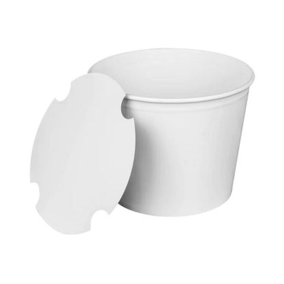 Food Bucket with Lid, 85 oz, 7.36" Dai x 6"h, White, Paper, 180/Carton1