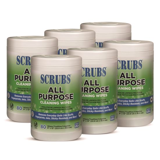 Multi-Surface Wipes, 9 x 12, Citrus Scent, White, 80 Wipes/Canister, 6 Canisters/Carton1