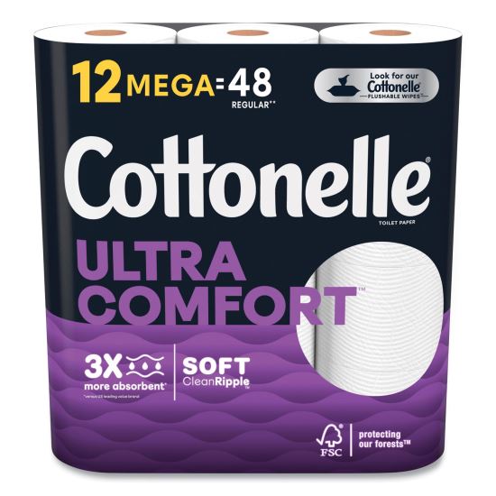 Ultra ComfortCare Toilet Paper, Soft Tissue, Mega Rolls, Septic Safe, 2-Ply, White, 284/Roll, 12 Rolls/Pack, 48 Rolls/Carton1