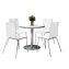 Pedestal Table with Four White Jive Series Chairs, Round, 36" Dia x 29h, Crisp Linen, Ships in 4-6 Business Days1