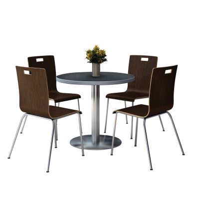 Pedestal Table with Four Espresso Jive Series Chairs, Round, 36" Dia x 29h, Graphite Nebula, Ships in 4-6 Business Days1