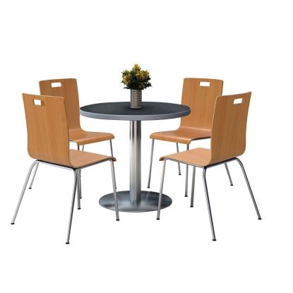 Pedestal Table with Four Natural Jive Series Chairs, Round, 36" Dia x 29h, Graphite Nebula, Ships in 4-6 Business Days1