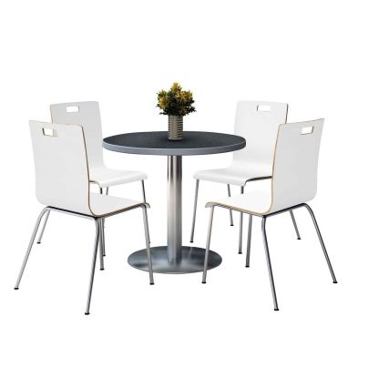 Pedestal Table with Four White Jive Series Chairs, Round, 36" Dia x 29h, Graphite Nebula, Ships in 4-6 Business Days1