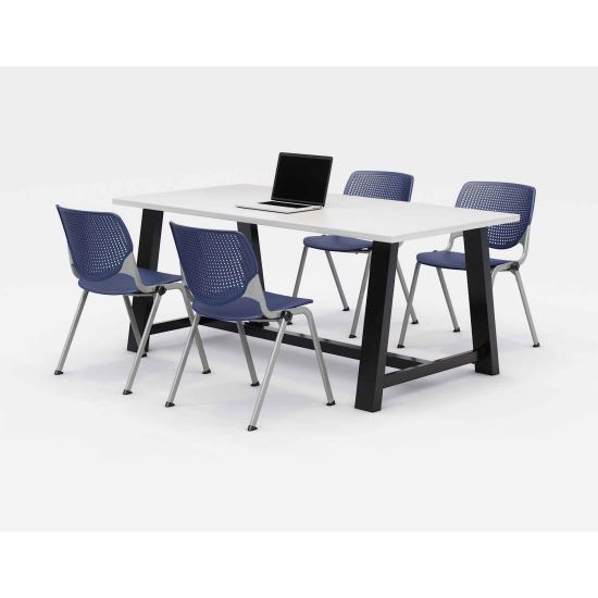 Midtown Dining Table with Four Navy Kool Series Chairs, 36 x 72 x 30, Designer White, Ships in 4-6 Business Days1