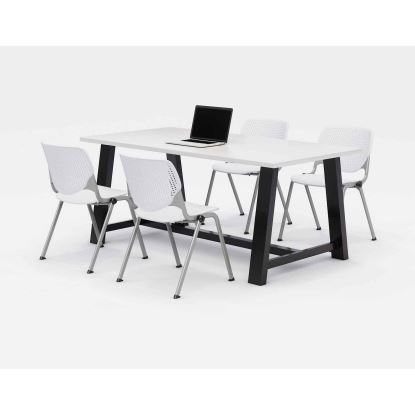 Midtown Dining Table with Four White Kool Series Chairs, 36 x 72 x 30, Designer White, Ships in 4-6 Business Days1