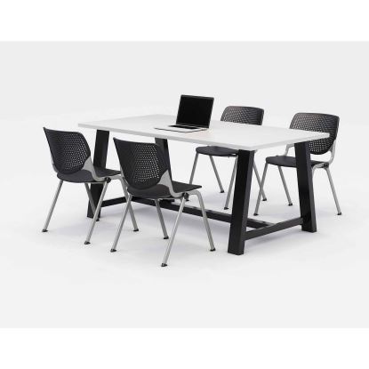 Midtown Dining Table with Four Black Kool Series Chairs, 36 x 72 x 30, Designer White, Ships in 4-6 Business Days1