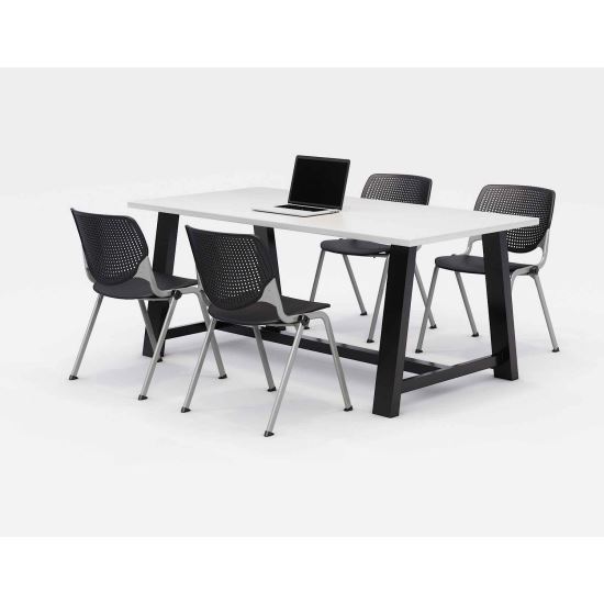 Midtown Dining Table with Four Black Kool Series Chairs, 36 x 72 x 30, Designer White, Ships in 4-6 Business Days1