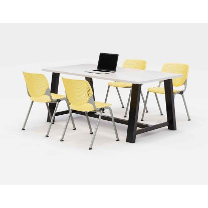 Midtown Dining Table with Four Yellow Kool Series Chairs, 36 x 72 x 30, Designer White, Ships in 4-6 Business Days1