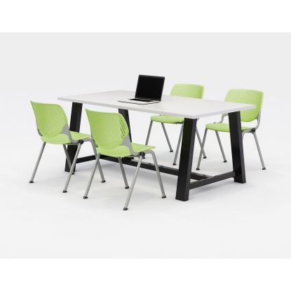 Midtown Dining Table with Four Lime Green Kool Series Chairs, 36 x 72 x 30, Designer White, Ships in 4-6 Business Days1