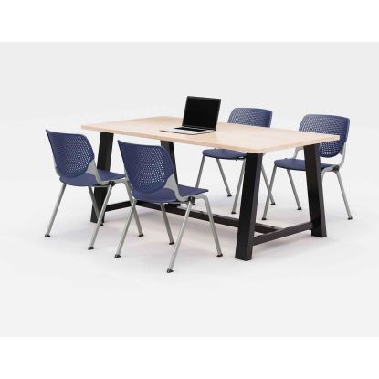 Midtown Dining Table with Four Navy Kool Series Chairs, 36 x 72 x 30, Kensington Maple, Ships in 4-6 Business Days1