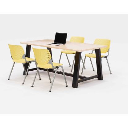 Midtown Dining Table with Four Yellow Kool Series Chairs, 36 x 72 x 30, Kensington Maple, Ships in 4-6 Business Days1