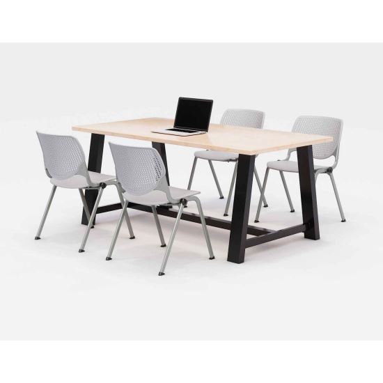 Midtown Dining Table with Four Light Gray Kool Series Chairs, 36 x 72 x 30, Kensington Maple, Ships in 4-6 Business Days1