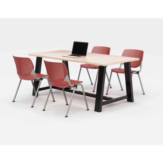 Midtown Dining Table with Four Coral Kool Series Chairs, 36 x 72 x 30, Kensington Maple, Ships in 4-6 Business Days1