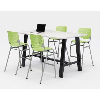 Midtown Bistro Dining Table with Four Lime Green Kool Barstools, 36 x 72 x 41, Designer White, Ships in 4-6 Business Days1