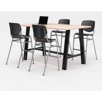 Midtown Bistro Dining Table with Four Black Kool Barstools, 36 x 72 x 41, Kensington Maple, Ships in 4-6 Business Days1