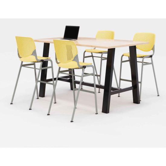 Midtown Bistro Dining Table with Four Yellow Kool Barstools, 36 x 72 x 41, Kensington Maple, Ships in 4-6 Business Days1