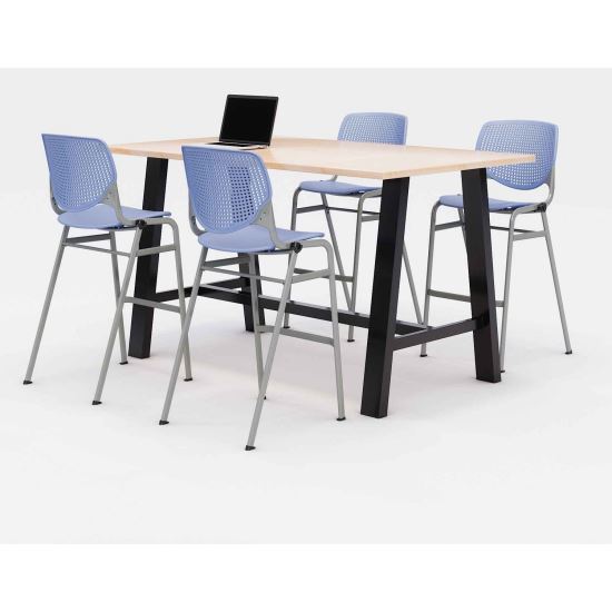 Midtown Bistro Dining Table with Four Periwinkle Kool Barstools, 36 x 72 x 41, Kensington Maple, Ships in 4-6 Business Days1