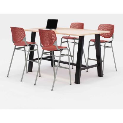 Midtown Bistro Dining Table with Four Coral Kool Barstools, 36 x 72 x 41, Kensington Maple, Ships in 4-6 Business Days1