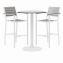 Eveleen Outdoor Bistro Patio Table, 2 Gray Powder-Coated Polymer Barstools, Round, 30" Dia x 41h, White,Ships in 4-6 Bus Days1