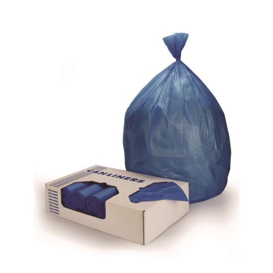 High-Density Waste Can Liners, 23 gal, 14 mic, 30 x 43, Blue, 25 Bags/Roll, 10 Rolls/Carton1