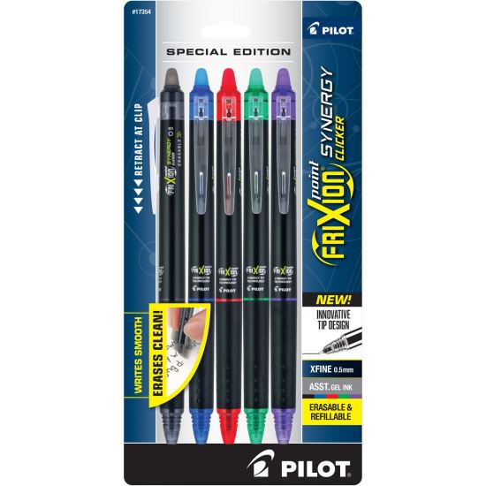 FriXion Synergy Clicker Erasable Gel Pen, Retractable, Extra-Fine 0.5 mm, Assorted Ink/Barrel Colors, 5/Pack1