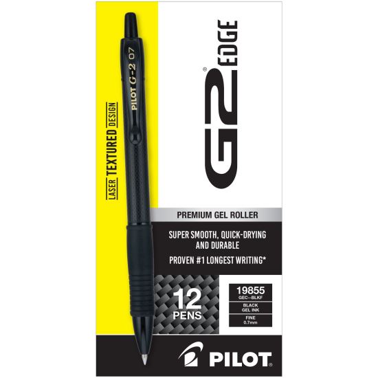 G2 Edge Premium Gel Pen, Retractable, Fine 0.7 mm, Black Ink/Barrel, Dozen1