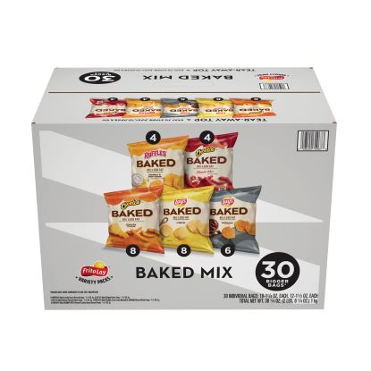 Baked Variety Pack, Lay’s Regular/Lay’s BBQ/Cheetos/Ruffles Cheddar and Sour Cream/Hot Cheetos, 30 Bags/Box, 2 Boxes/Carton1
