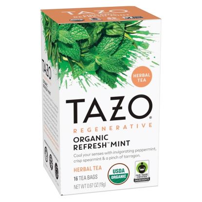 Tea Bags, Organic Refresh Mint, 16/Box, 6 Boxes/Carton1