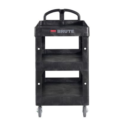 BRUTE 3-Shelf Heavy-Duty Ergo Lipped Utility Cart, Resin, 3 Shelves, 600 lb Capacity, 25.24" x 44" x 47", Black1