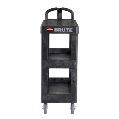 BRUTE 3-Shelf Heavy-Duty Ergo Flat Utility Cart, Resin, 3 Shelves, 600 lb Capacity, 25.24" x 48.63" x 46.18", Black1