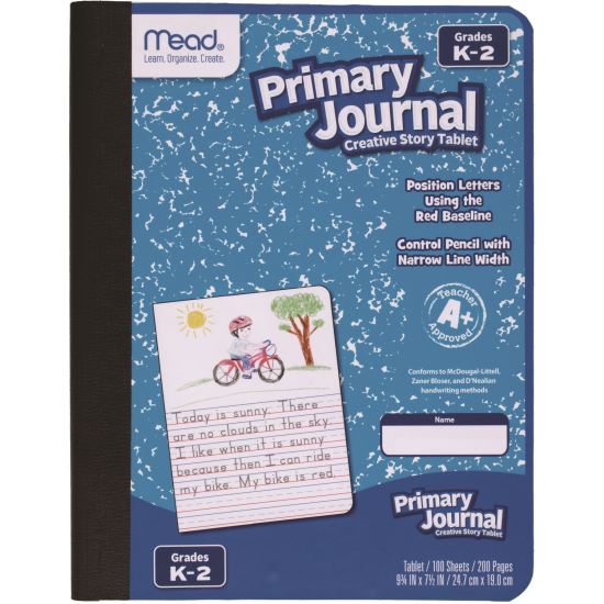 Primary Journal Half Page Ruled, Blue Marble Cover, Primary Rule, (100) 9.75 x 7.5 Sheets1