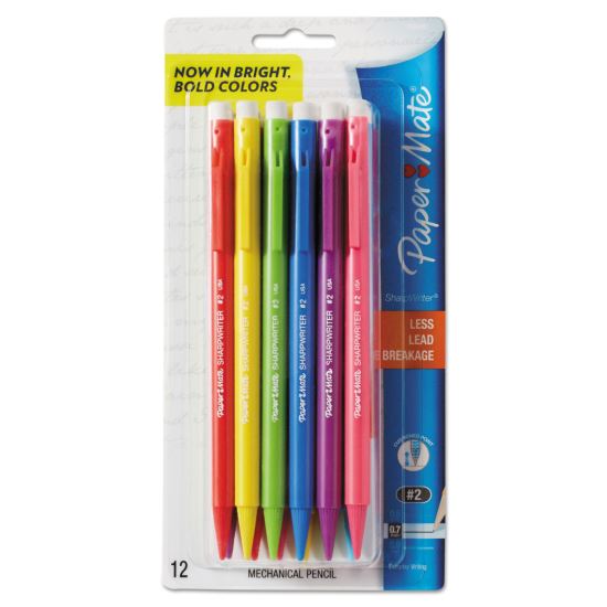 Sharpwriter Mechanical Pencil, 0.7 mm, HB (#2.5), Black Lead, Assorted Barrel Colors, Dozen1