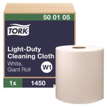 Light Duty Cleaning Cloth, Giant Roll, 1-Ply, 9 x 12.4, White, 1,450 Sheet Roll/Carton1