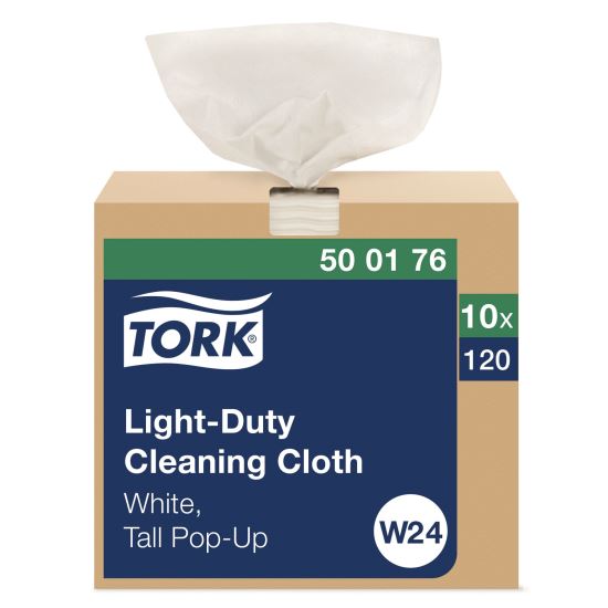 Light Duty Cleaning Cloth Pop Up Box, 1-Ply, 8.3 x 16.1, White, 120 Cloths/Pack, 10 Packs/Carton1