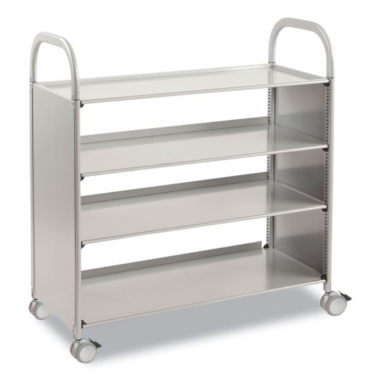 Callero Plus Flat Shelf Trolley, Metal, 4 Shelves, 40.6" x 17.3" x 41.5", Silver1