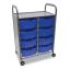 Callero Plus Double Column Trolley Set 13, Metal, 1 Shelf, 8 F2 Deep Bins, 27.4" x 17.3" x 41.5", Silver/Royal Blue1