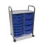 Callero Plus Double Column Trolley Set 18, Metal, 1 Shelf, 8 F1 Bins, 4 F2 Bins, 27.4" x 17.3" x 41.5", Silver/Royal Blue1