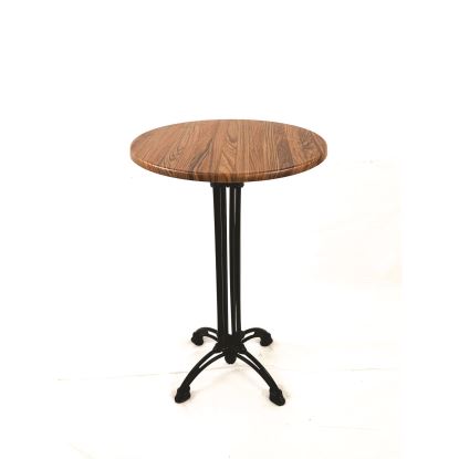 Topalit Tables, Round, 24" dia x 42"h, Teak Top, Black Aluminum Base/Legs1